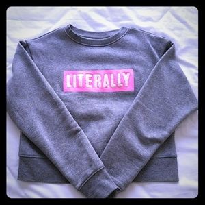 Crop top long sleeve sweatshirt, gray XS